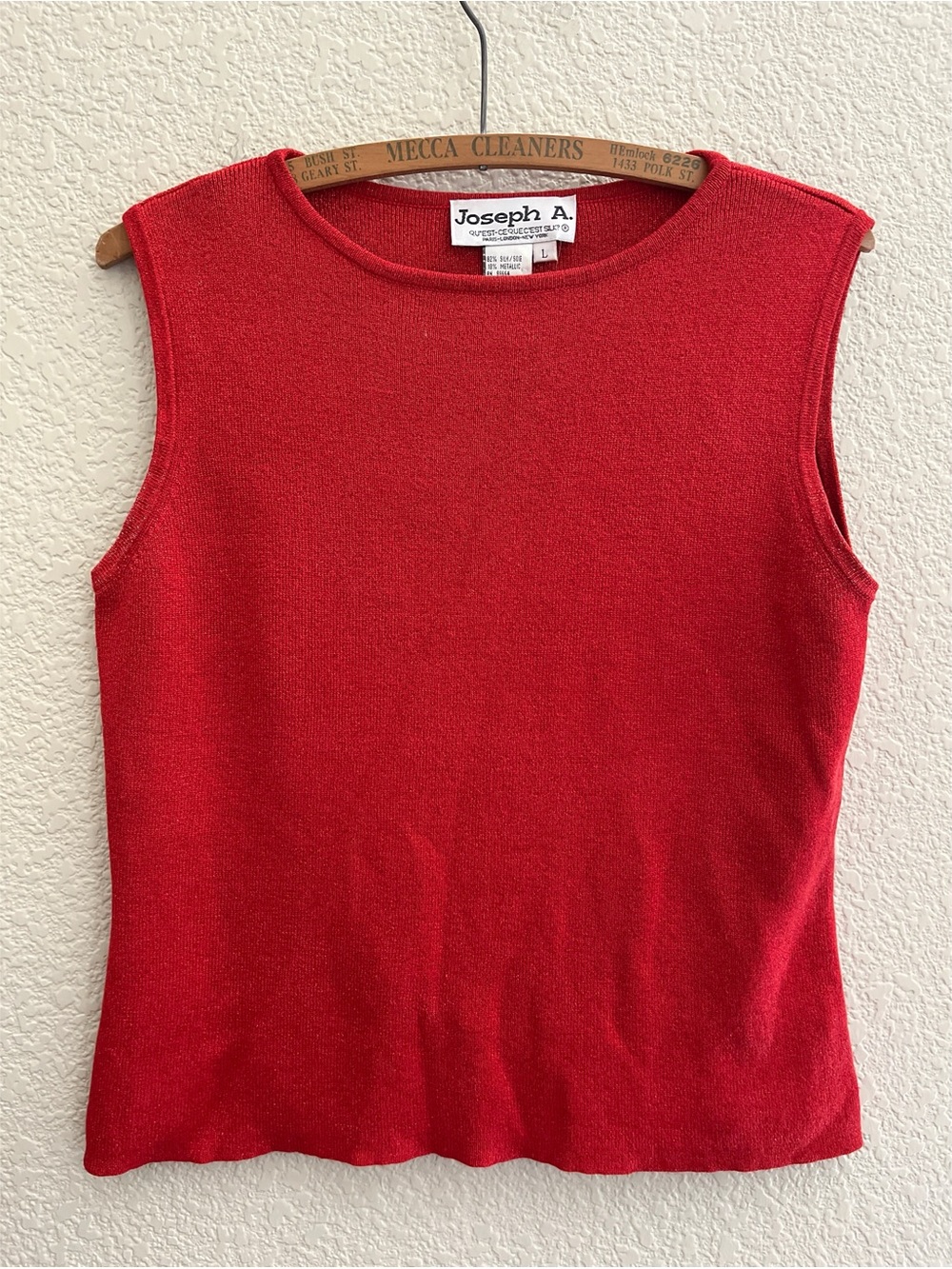 Joseph A Red Metallic Silk Blend Tank Women’s Size Lare